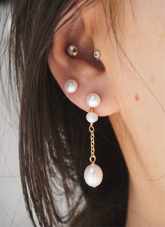 Ealise Freshwater Pearl Dangle Earrings - Sterling Silver