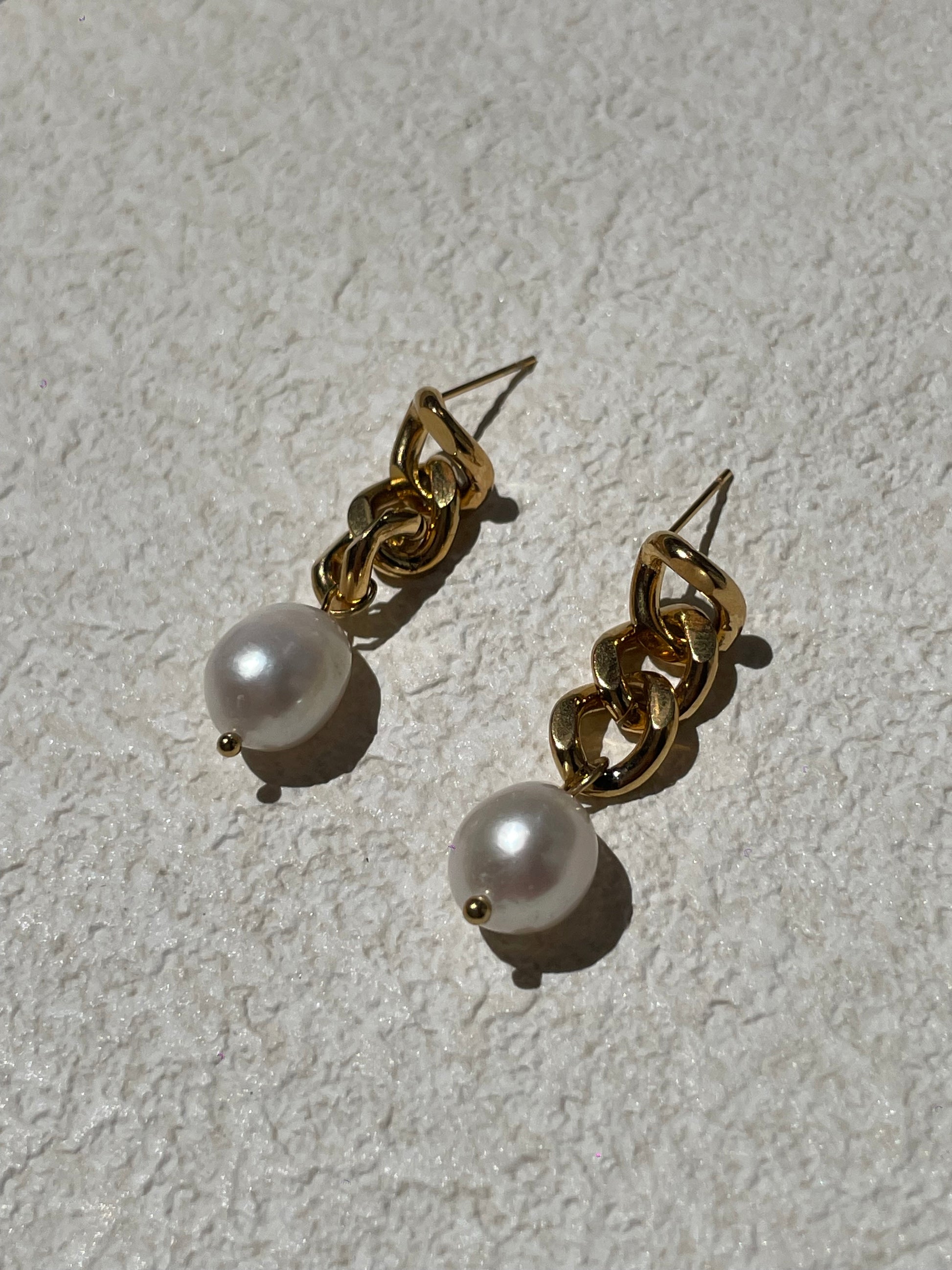 Eaden Freshwater Pearl Gold Drop Earrings - 18K Gold Plated