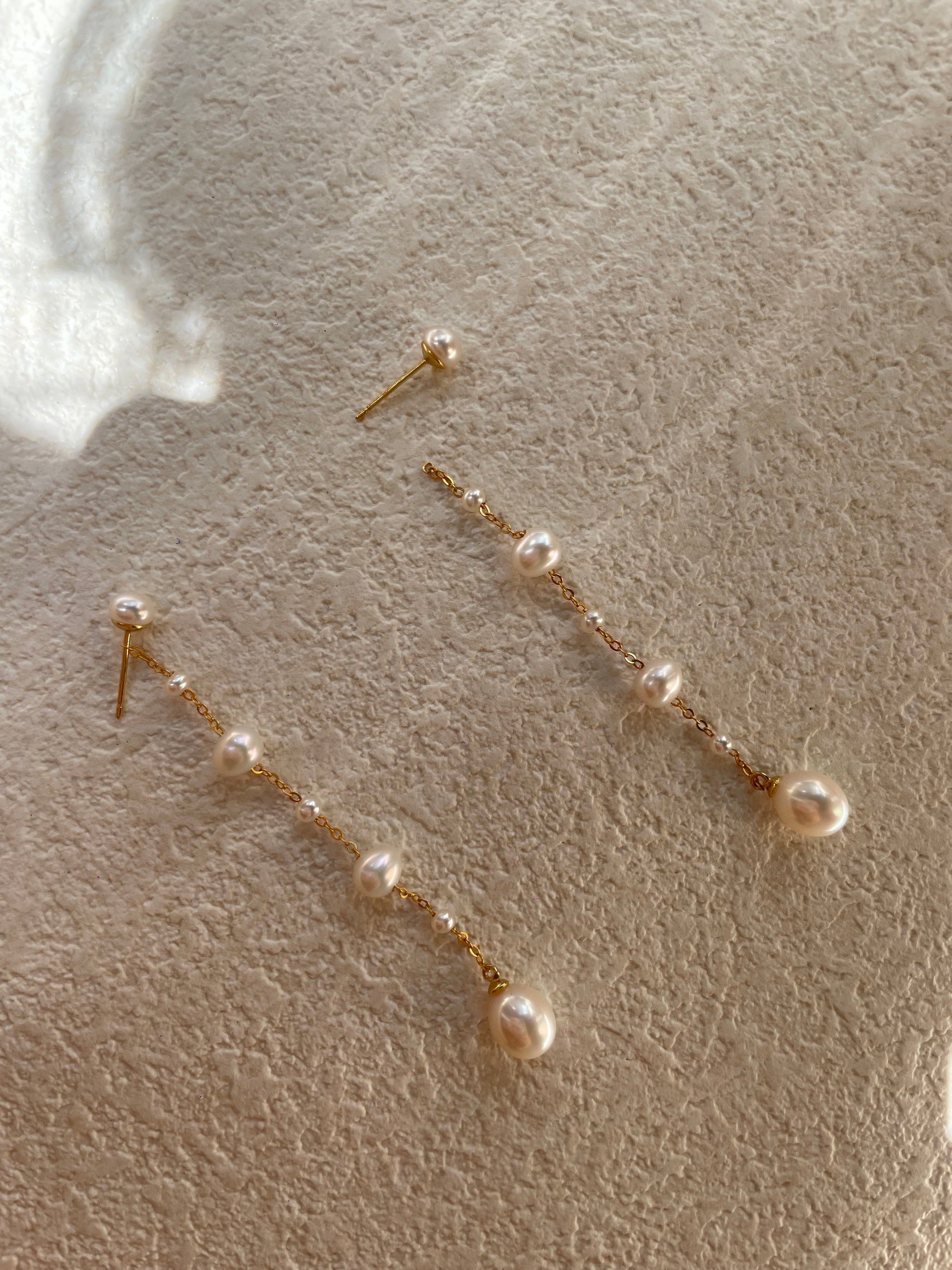 Ealina Freshwater Pearl Threader Earrings - Sterling Silver