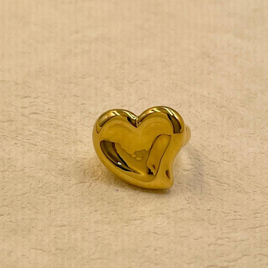 18K Gold Plated Ring with Chunky Heart shape