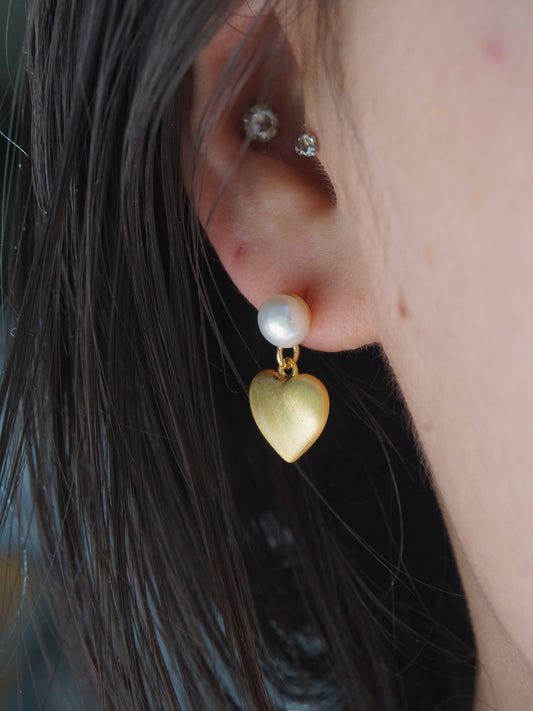 Eadlyn Freshwater Pearl With 14 Gold Filled Heart Drop Earrings