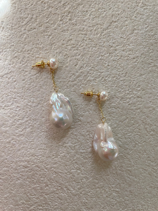 Eanira Large Freshwater Baroque Pearl Dangle Earrings