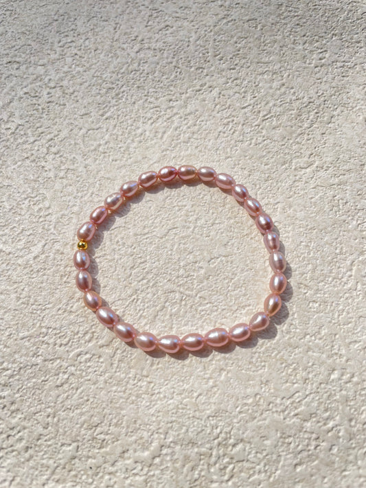 Elodie Pink Oval Freshwater Pearl Bracelet