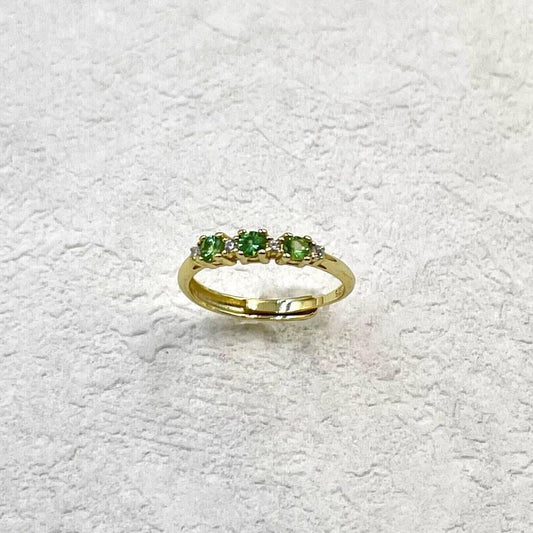 Eternity Tsavorite 18k Gold Vermeil Ring, Green Gemstone Ring