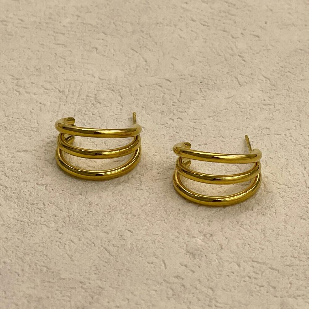 18k Gold Plated C Hoops Earrings - Gold