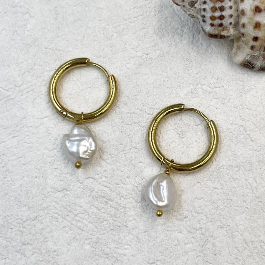 Freshwater Baroque Pearl Hoop Earrings