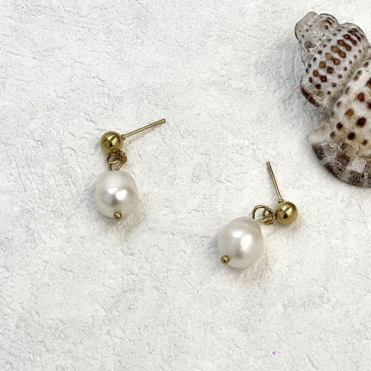 18K Gold Plated Baroque Pearl Drop Earrings