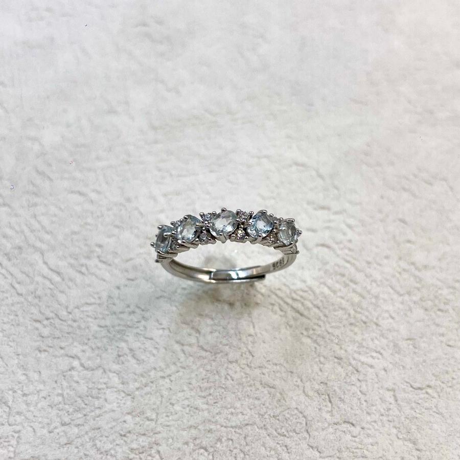 Aquamarine Eternity Ring, Blue Gemstone Ring, adjustable Ring