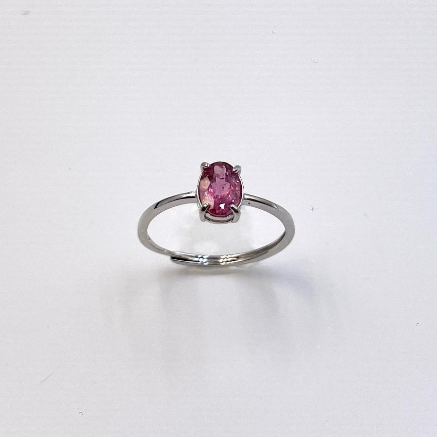 Vermeil solitaire gemstone silver ring with pink tourmaline