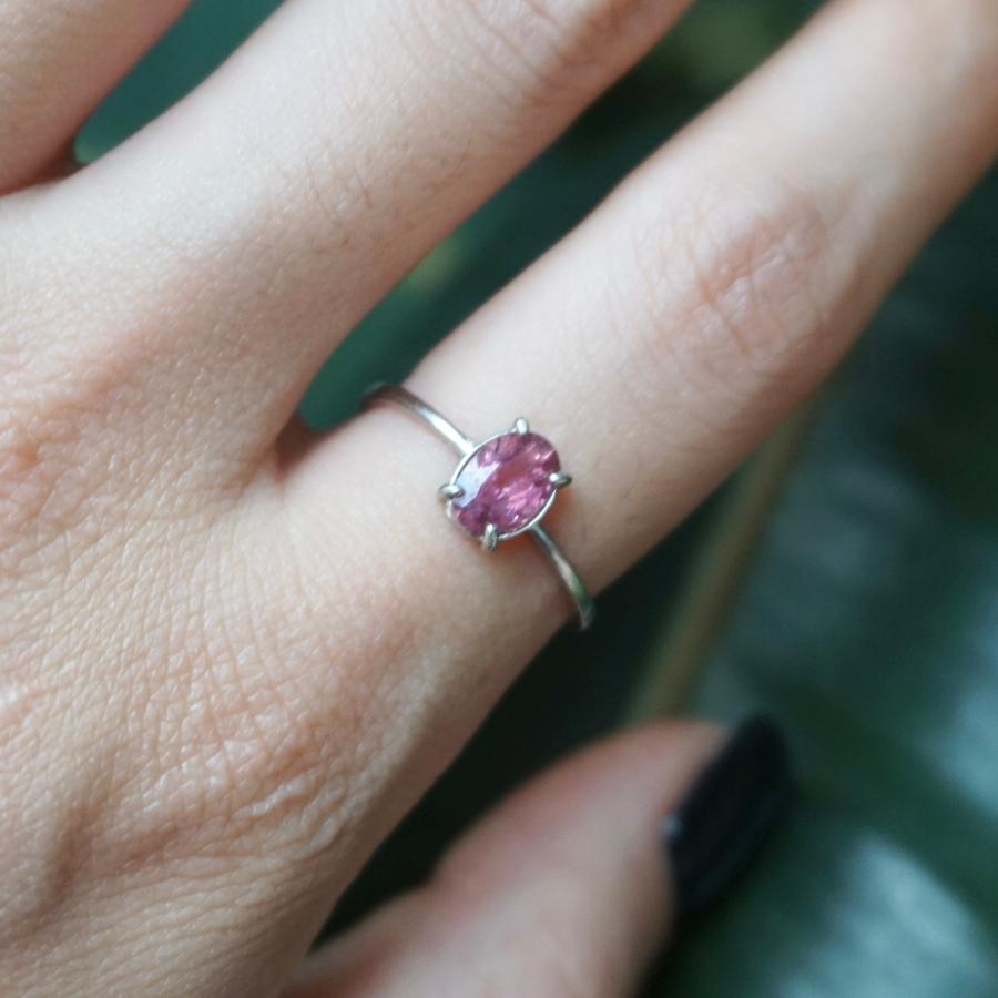 Arabella Solitaire Silver Ring - Pink Tourmaline