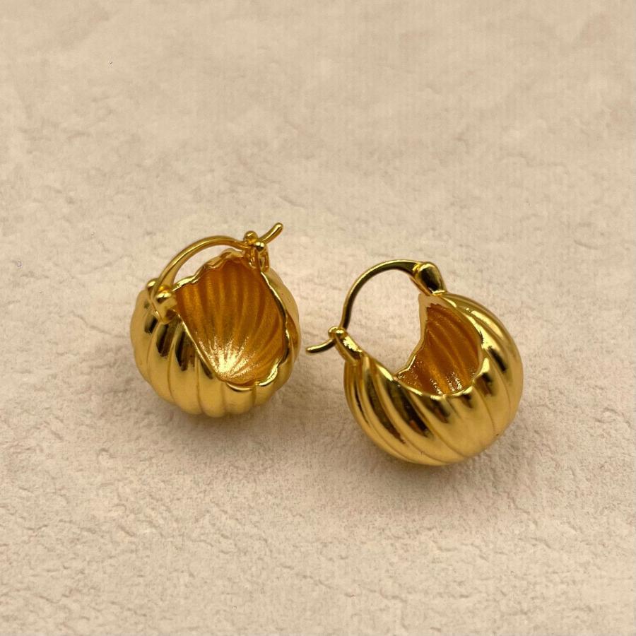 18k Gold Plated Gold Huggies - Melon Shape