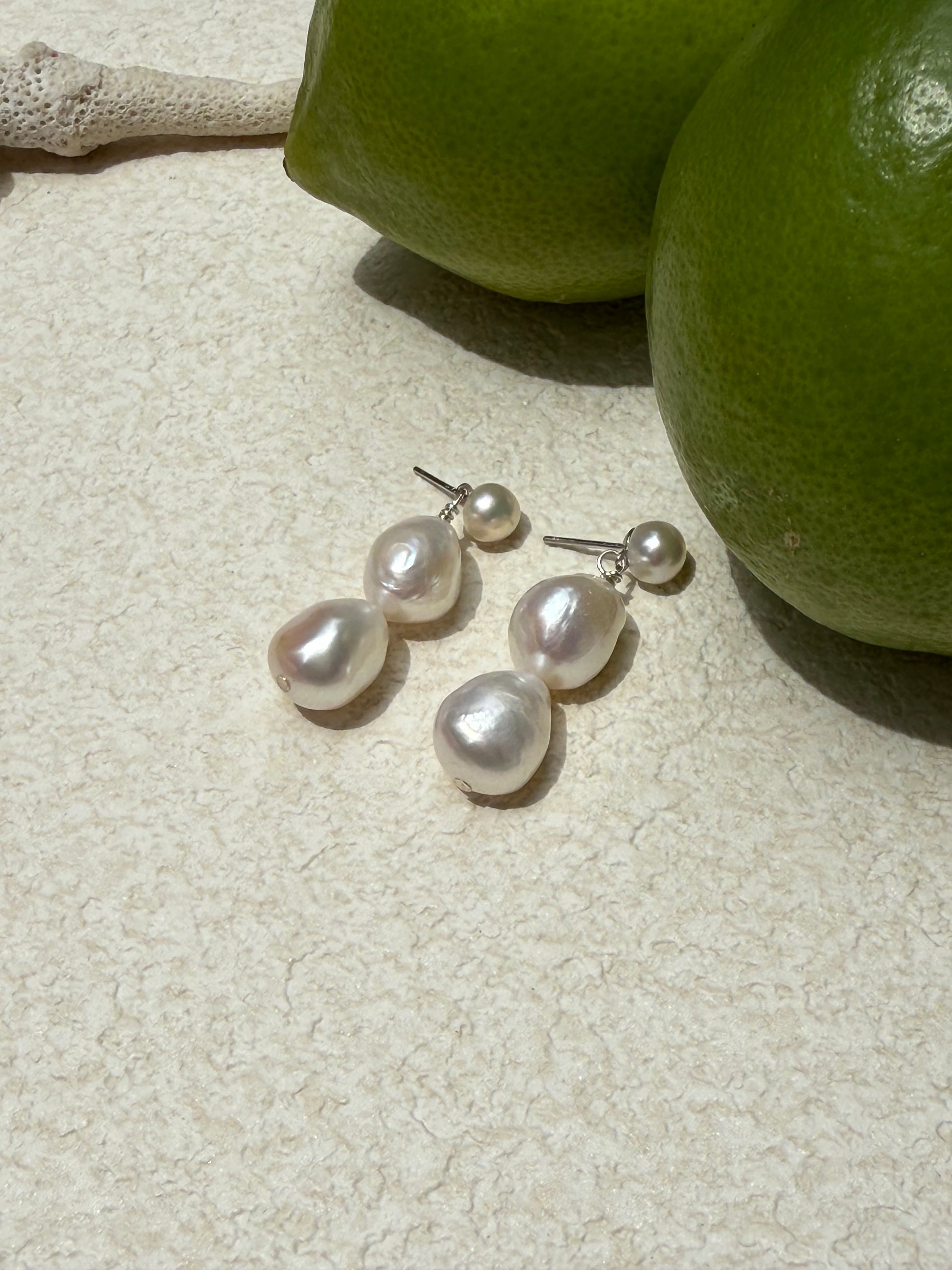 Big freshwater pearl dangle earrings