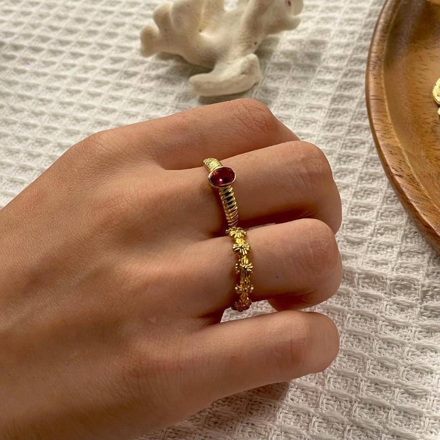 Bougainva pic of pink topaz ring and eternity flowers ring