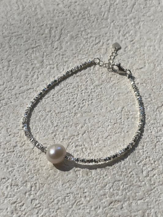 Eyalisai Single Freshwater Pearl Sterling Silver Beads Bracelet
