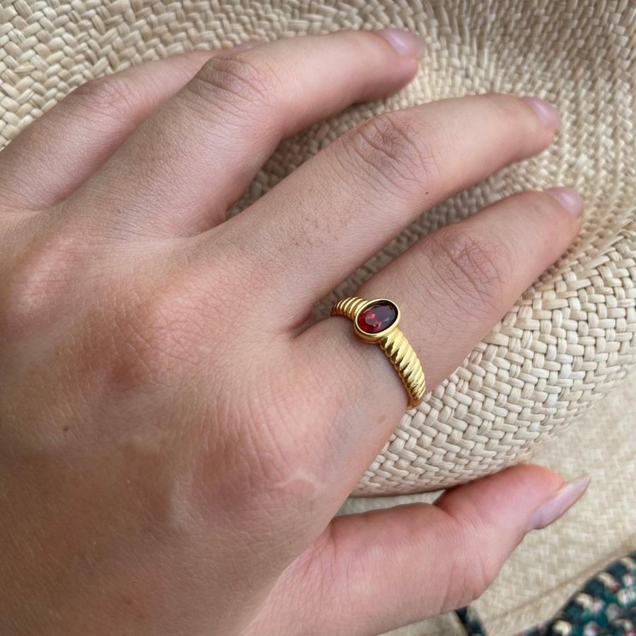 Red Natural Stone Sterling Silver Ring