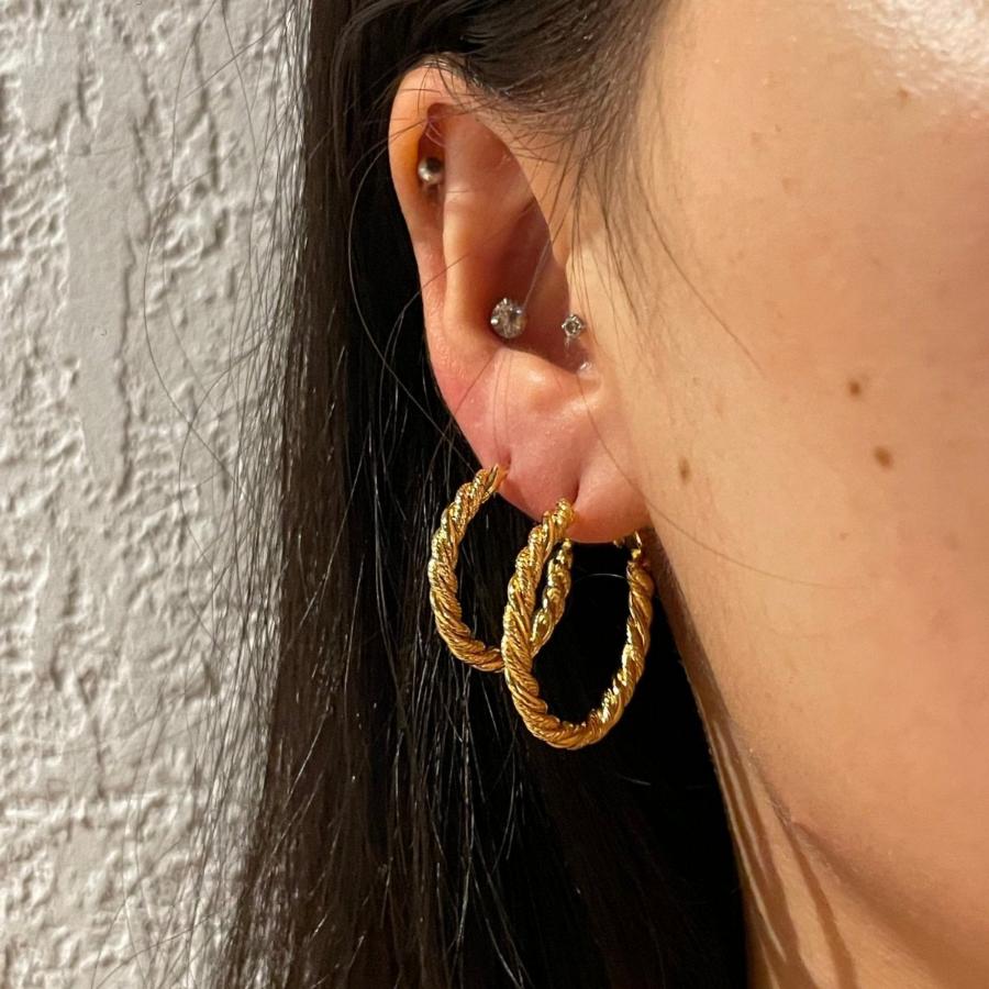 Cameron Twist Golden Hoops - 18K Gold Plated -2
