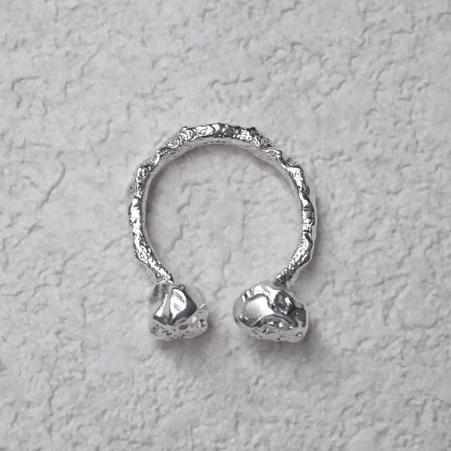 Dakota Irregular Surface Open-end Sterling Silver Ring-2