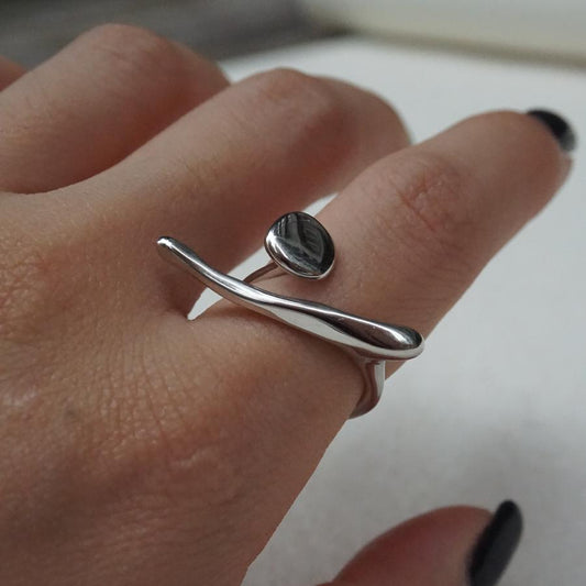 Dallas Irregular Symbol Open-end Sterling Silver Ring-2