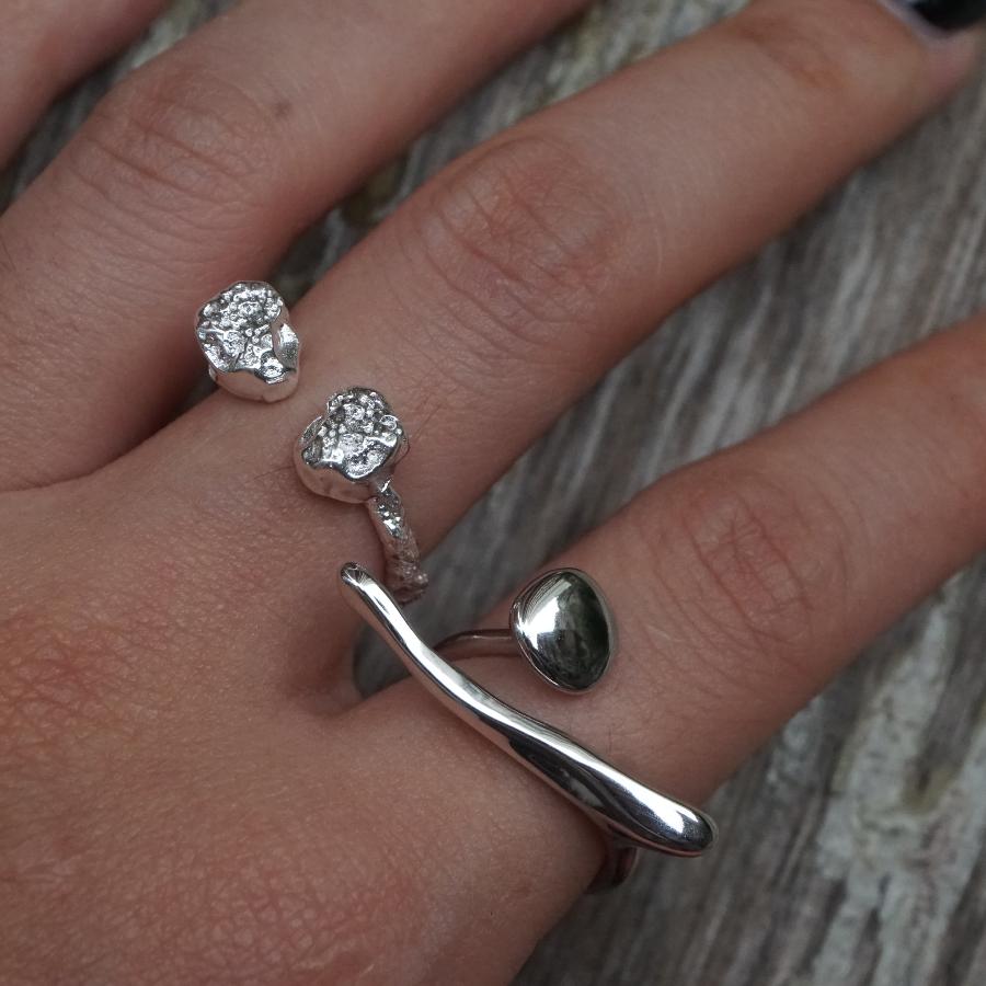 Dallas Irregular Symbol Open-end Sterling Silver Ring-3