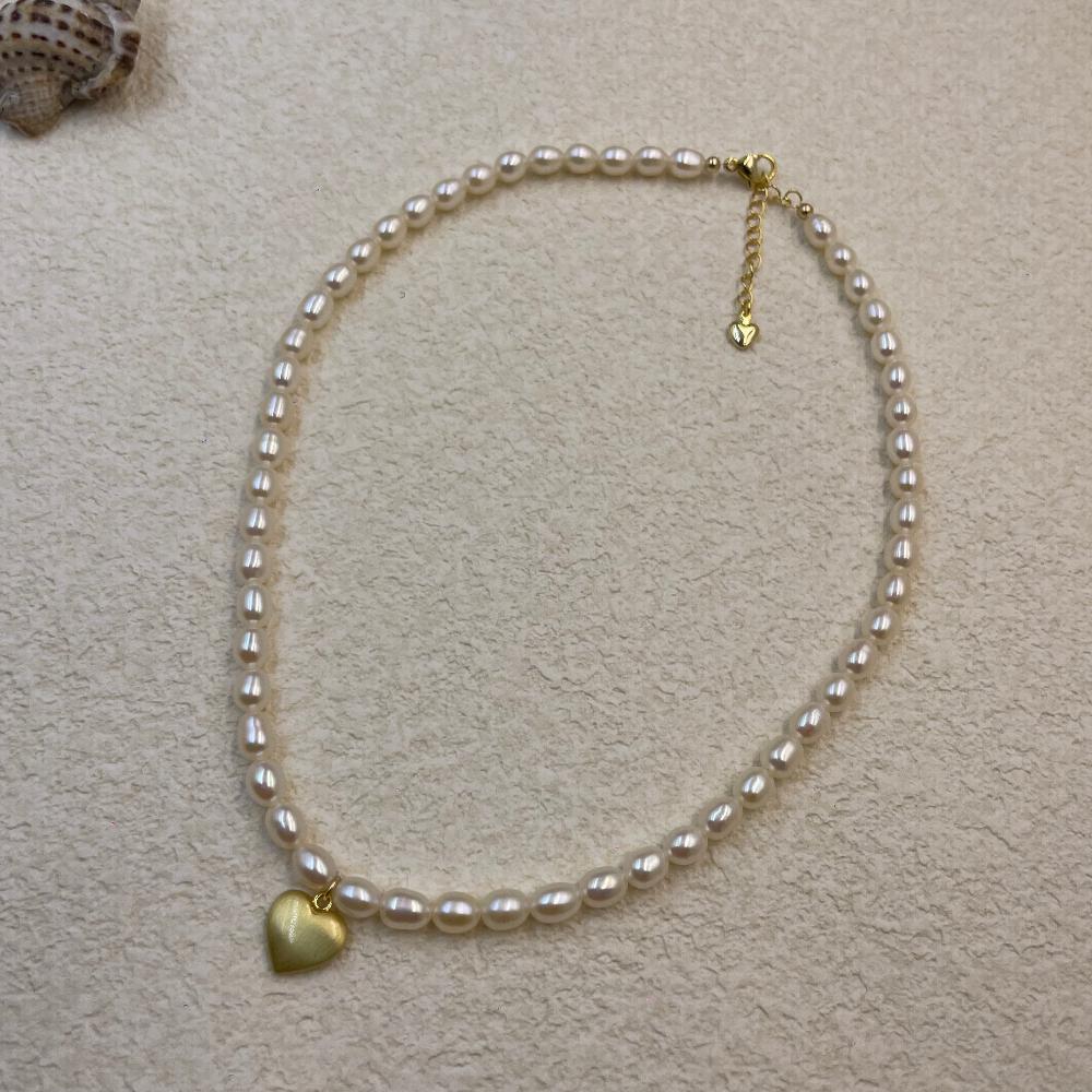 Dane Heart shape Pendant with freshwater pearl necklace
