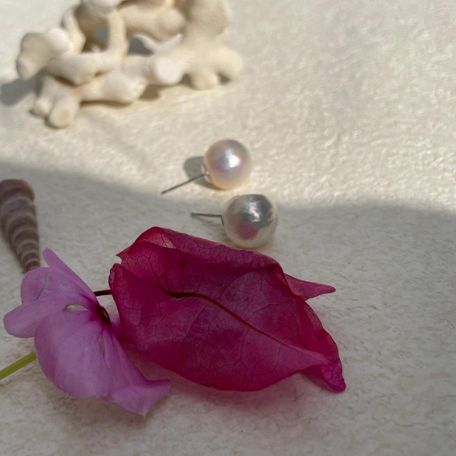 Darla Round Baroque Pearl Studs