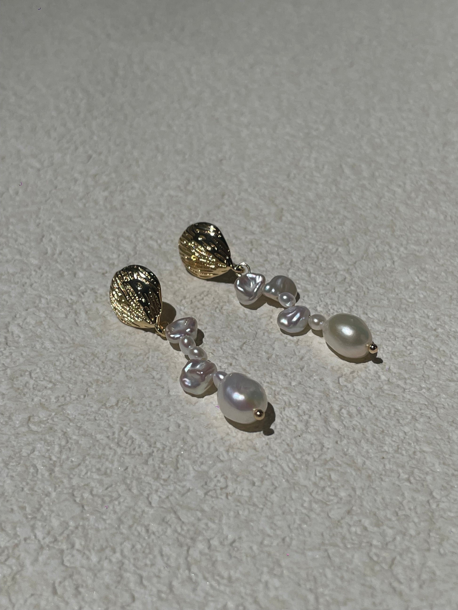 Freshwater Baroque Pearl Gold Dangle Earrings - 18K Gold Plated