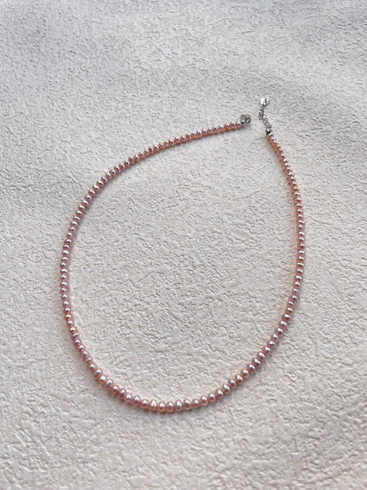 Eydra 3-4mm Baby Freshwater Pink Keshi Pearl Necklace - Sterling Silver