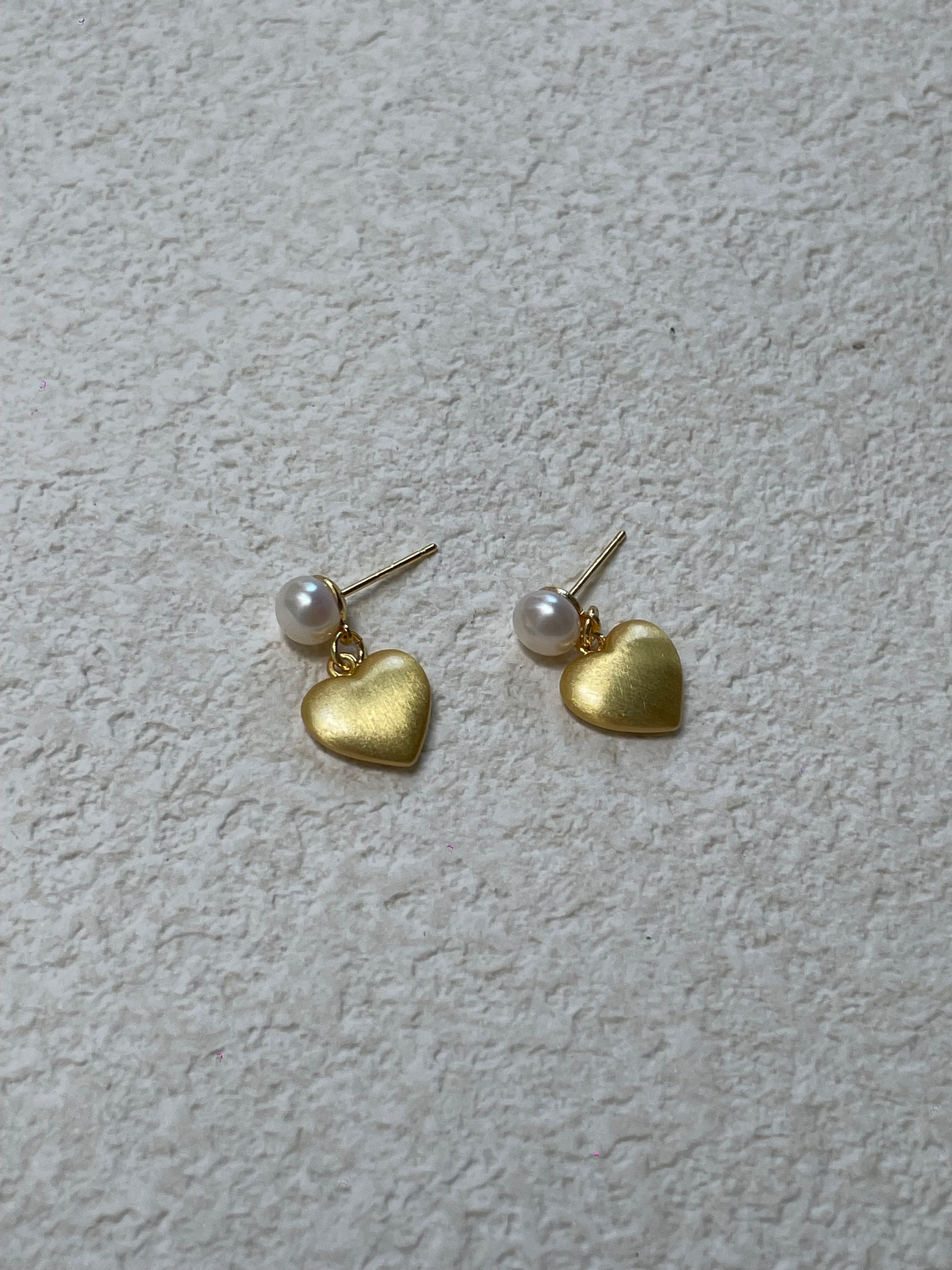 Freshwater Pearl With 14 Gold Filled Heart Drop Earrings