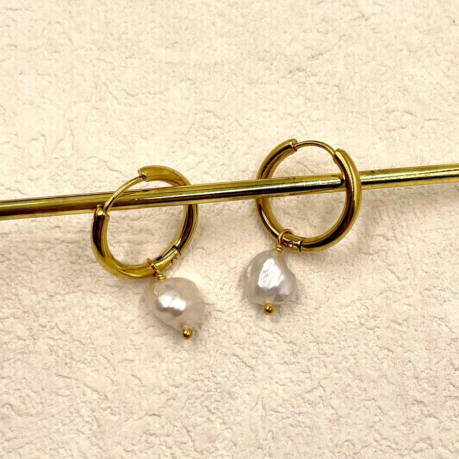 Hoops with Baroque Pearl