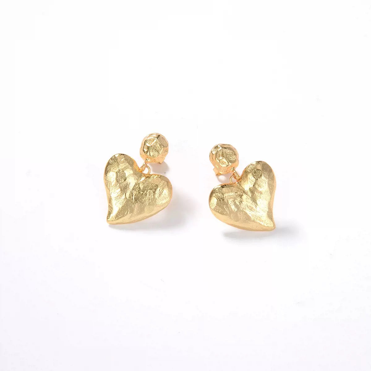 Faye Gold Heart Drop Earrings - Sterling Silver