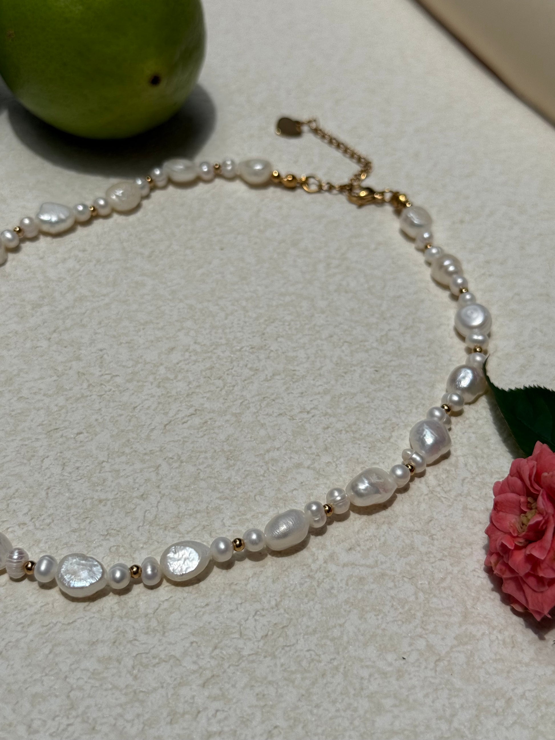 Multi-size Freshwater Pearls Necklace - 18K Gold Plated