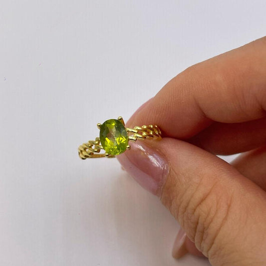 Green Peridot Gemstone Ring