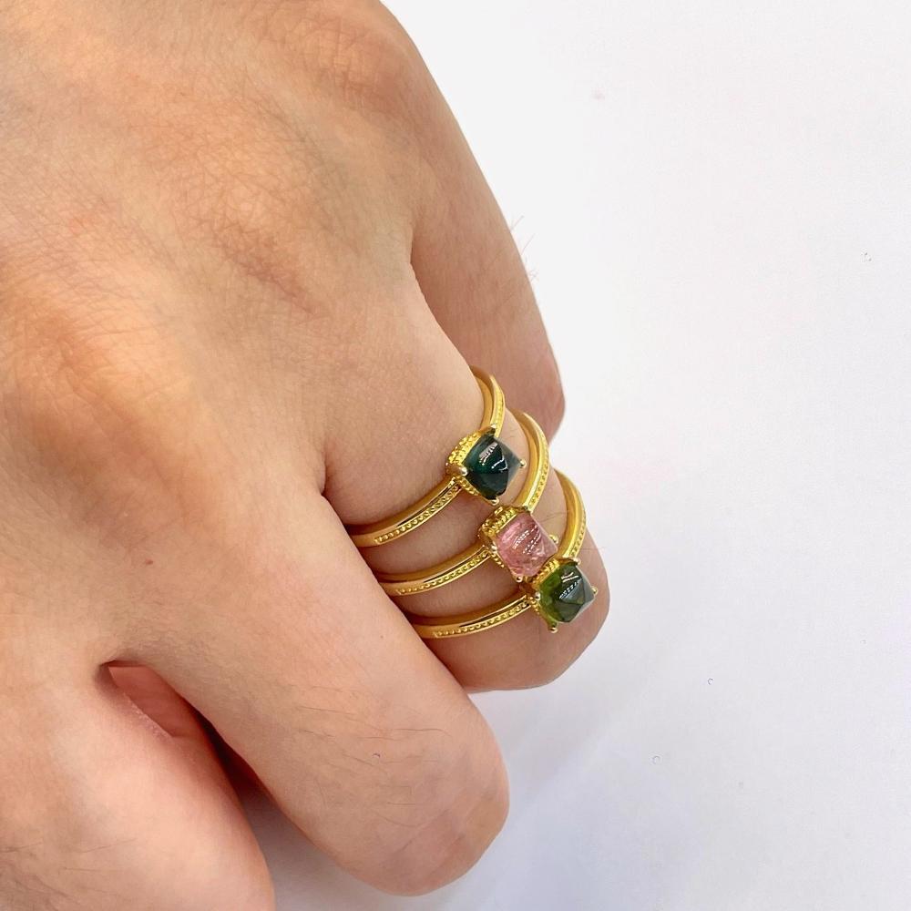 Solitaire Tourmaline Silver Ring
