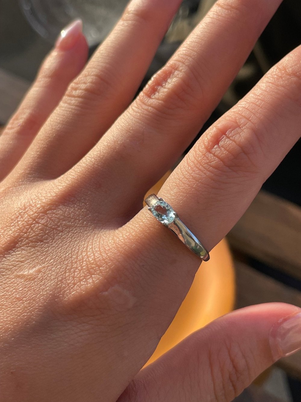 Sterling silver ring with aquamarine