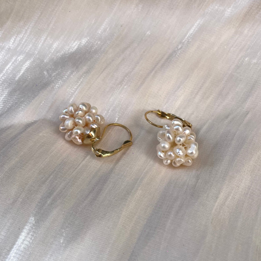 crowded mini pearl drop earrings