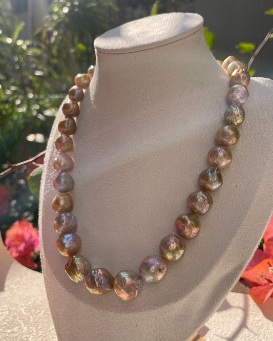 High lustrous large freshwater baroque pearl necklace 12-15mm
