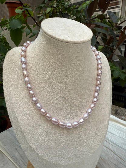 Eloisa 7-8mm Oval Freshwater Pearl Necklace - Light Pink