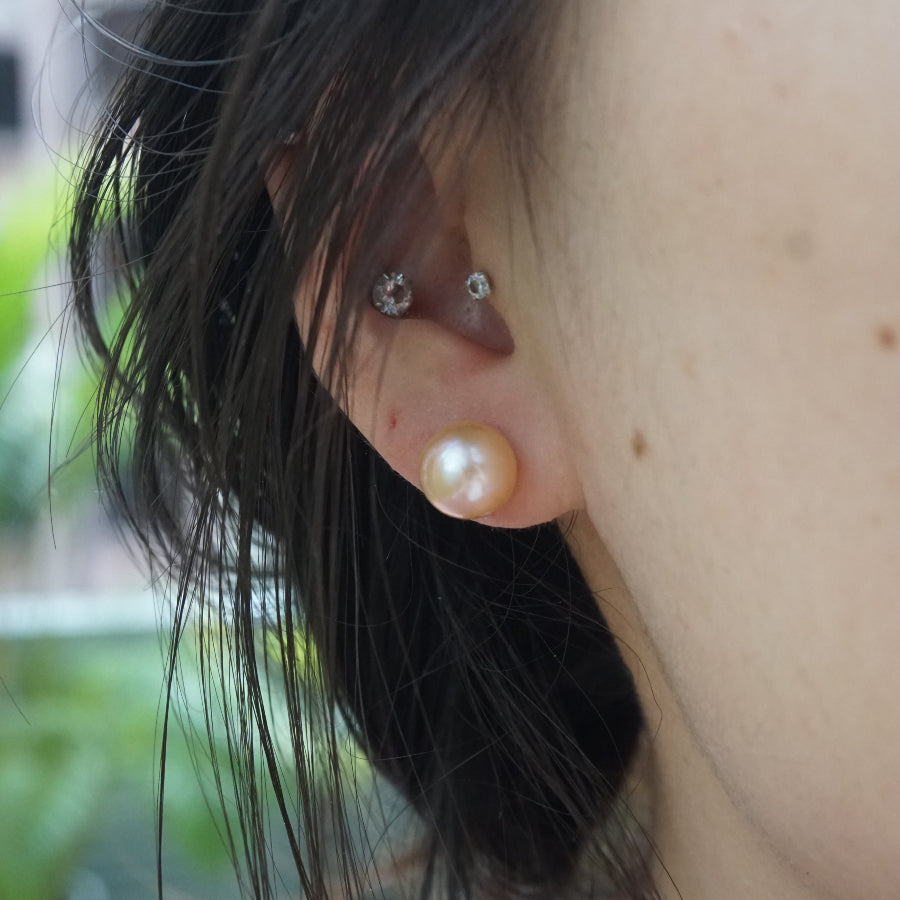 Dalia 9-10mm Large Freshwater Pink Pearl Studs