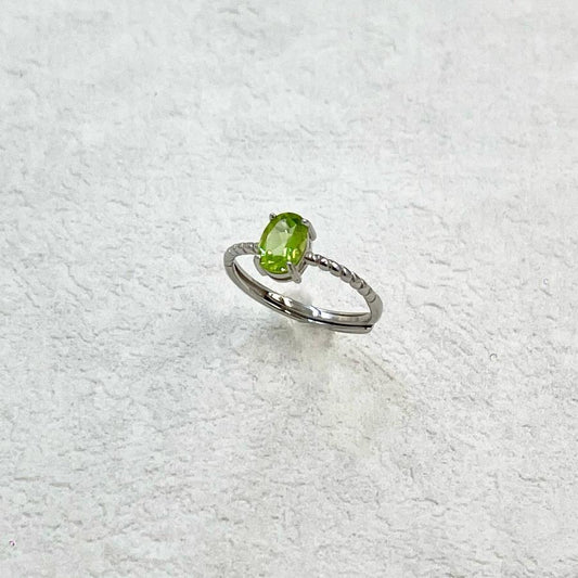 Peridot Silver Ring, grass green ring