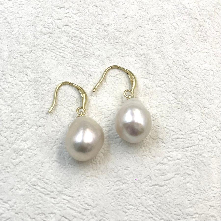 Water-drop Shape Freshwater baroque pearl Fish Hook Earrings