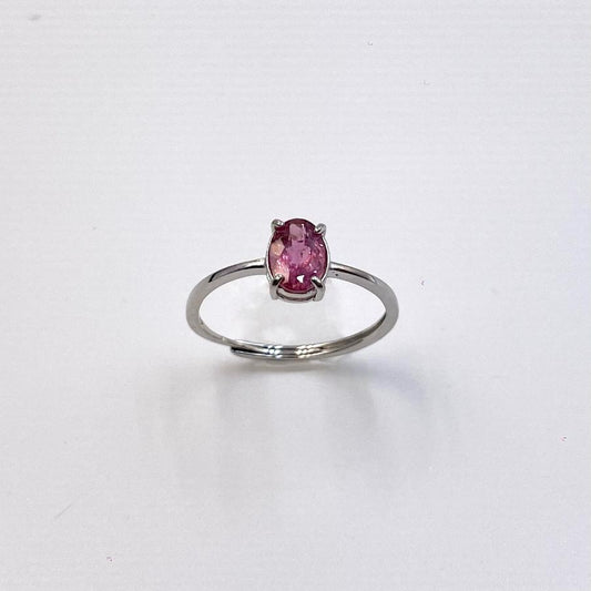 Vermeil solitaire gemstone silver ring with pink tourmaline 