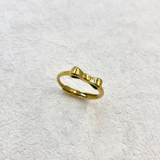 18k gold plated ring with Little Bow shape, flexible size