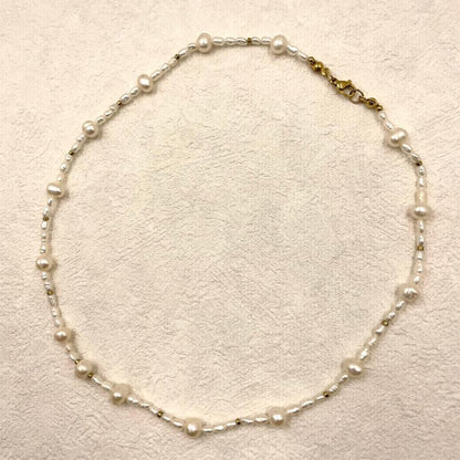 Baroque Pearl Choker with Gold Beads