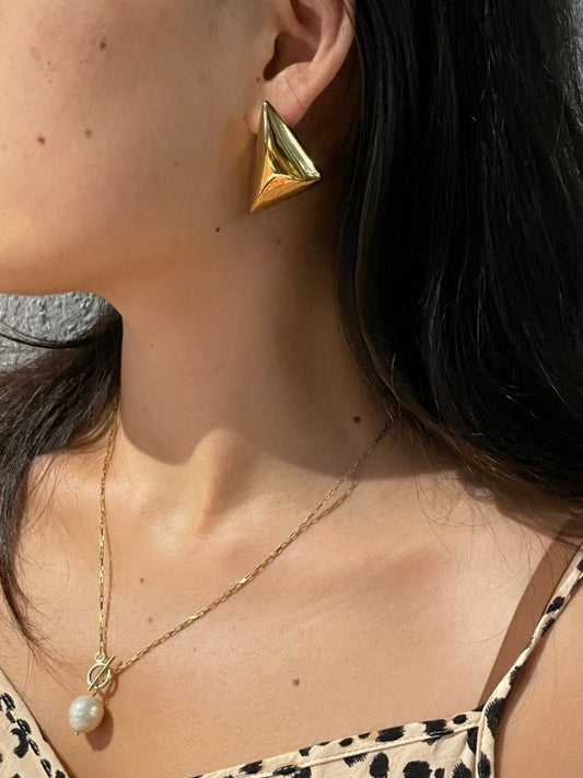 Caitlin Chunky Triangle Stud Earrings - 18K Gold Plated