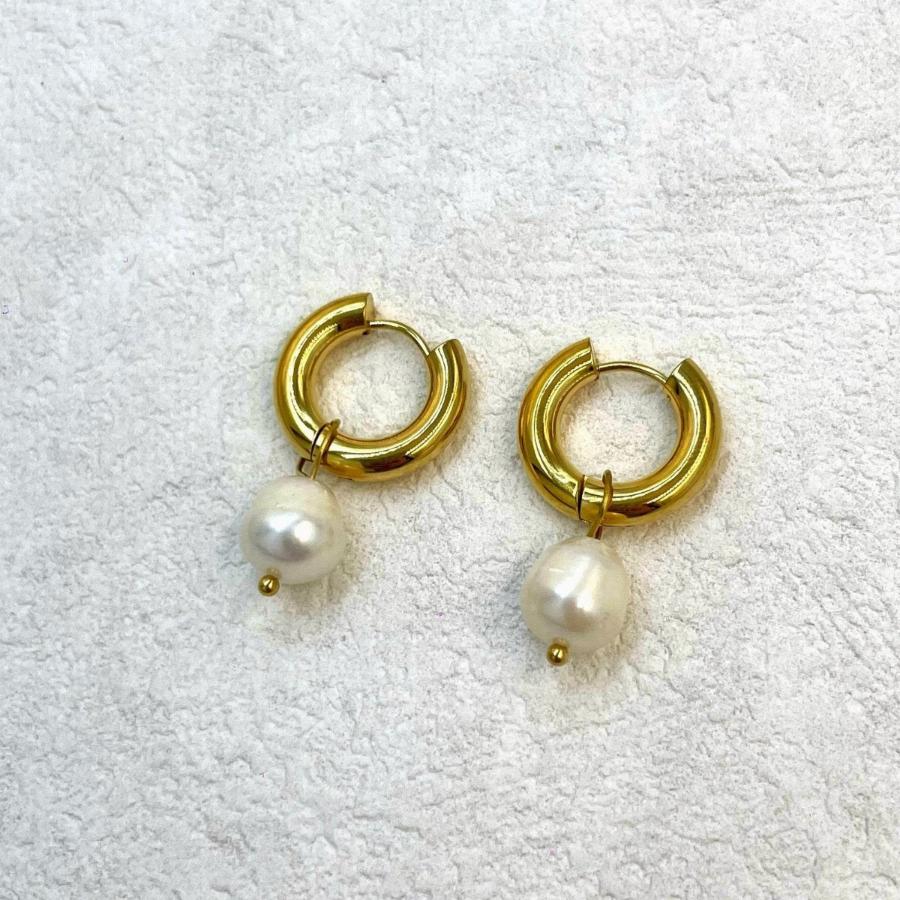 Chunky Hoops with freshwater pearl