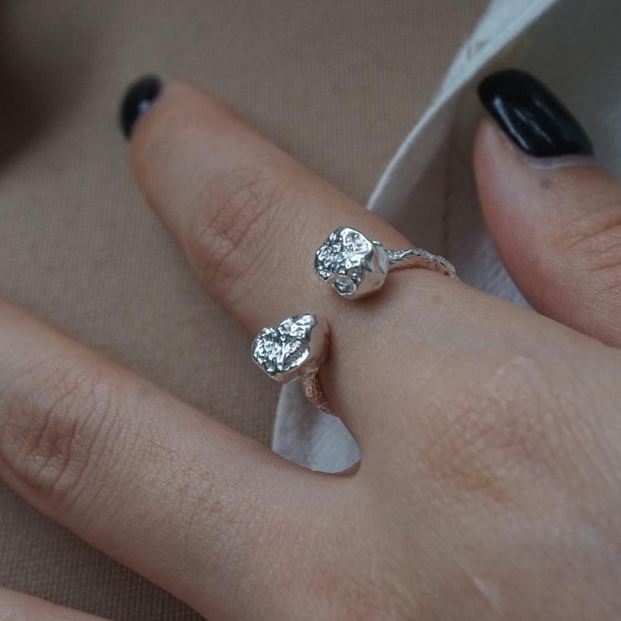 Dakota Irregular Surface Open-end Sterling Silver Ring