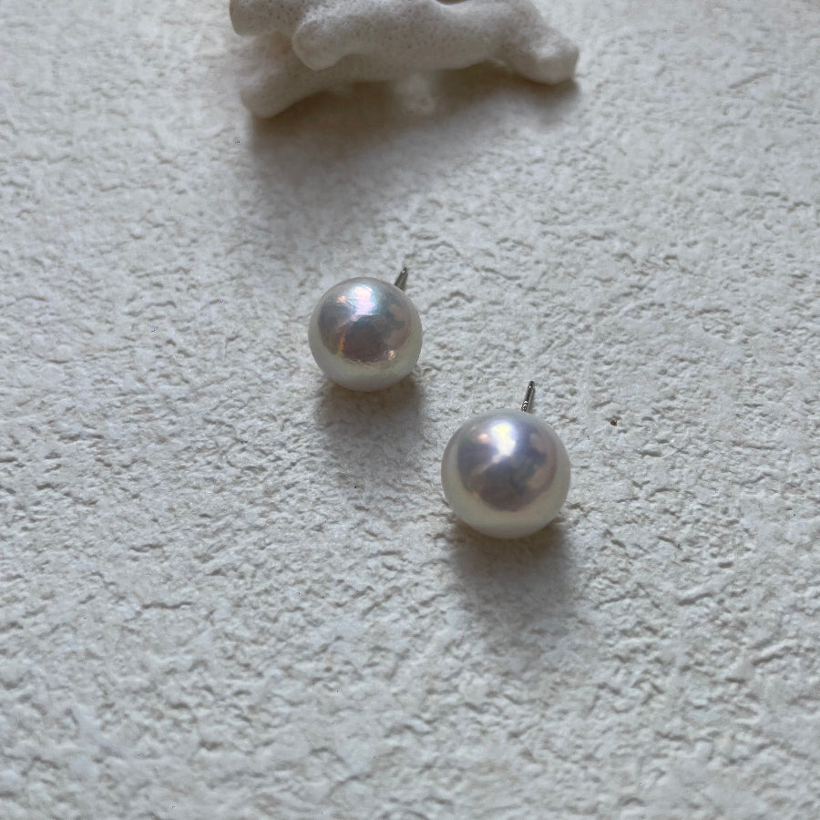 12-13mm freshwater baroque pearl stud Silver