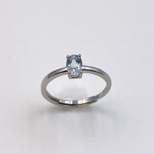 Divyasri Soliaire Gemstone Silver RIng - Aquamarine