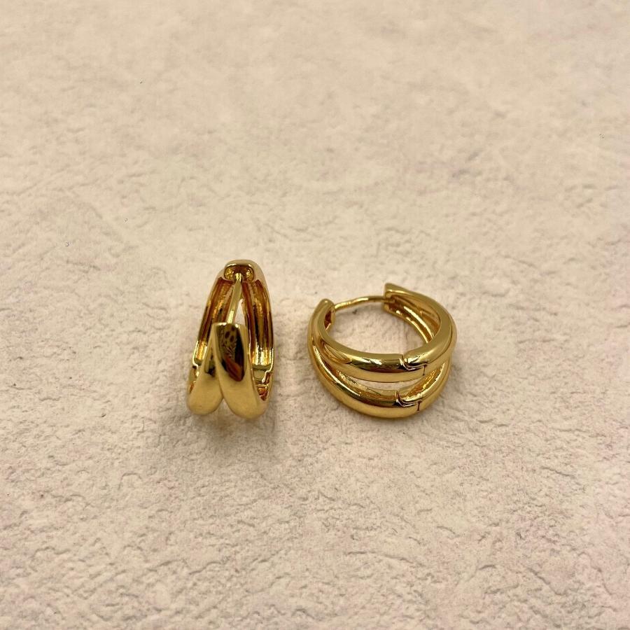 18k Gold Plated Double C Hoops Earrings 