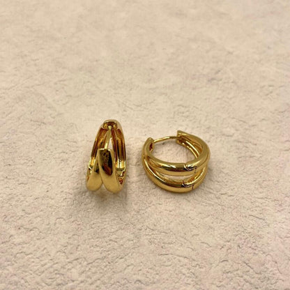 18k Gold Plated Double C Hoops Earrings 